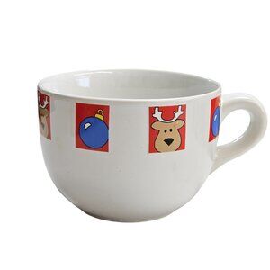 Christmas Large Ceramic Cereal Soup Mug Holiday Cartoon